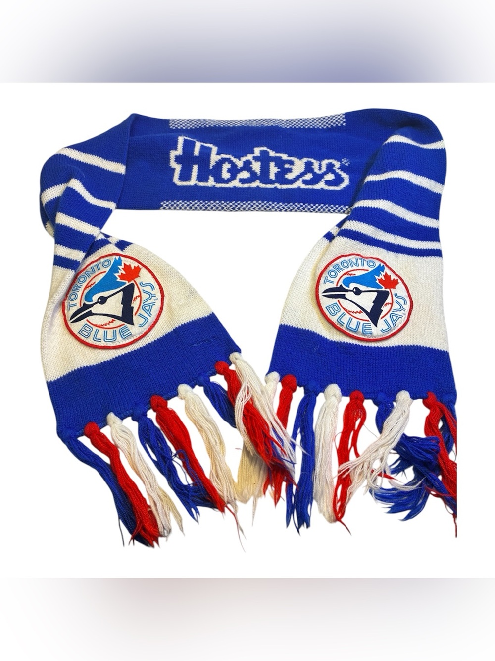 Vintage Toronto Blue Jays Hostess Frito Lay Scarf Blue White Red Fringe MLB